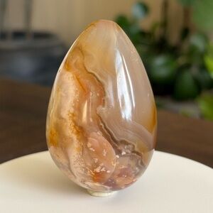 Flower Agate Crystal Egg Polished Carving